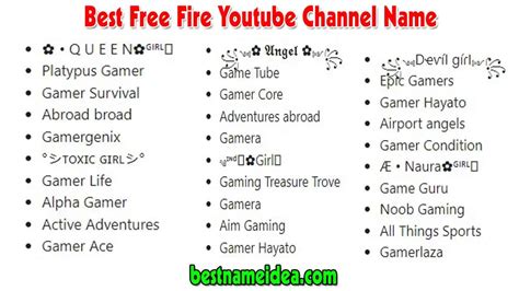 free fire youtube channel name generator